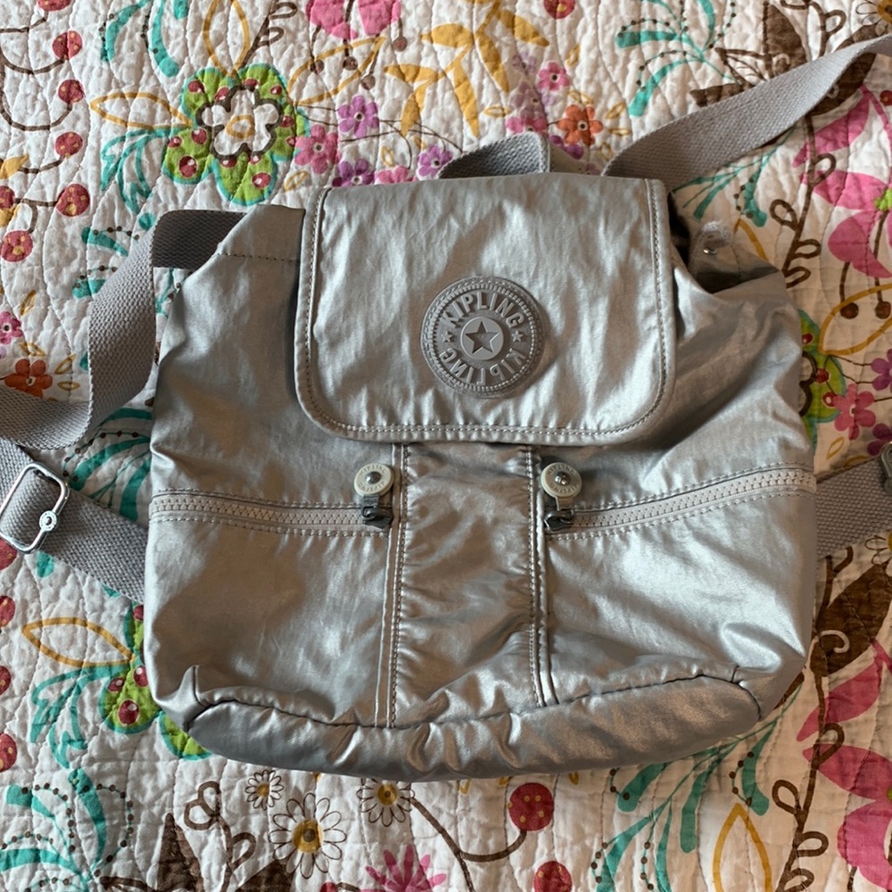 Kipling silver mini backpack
